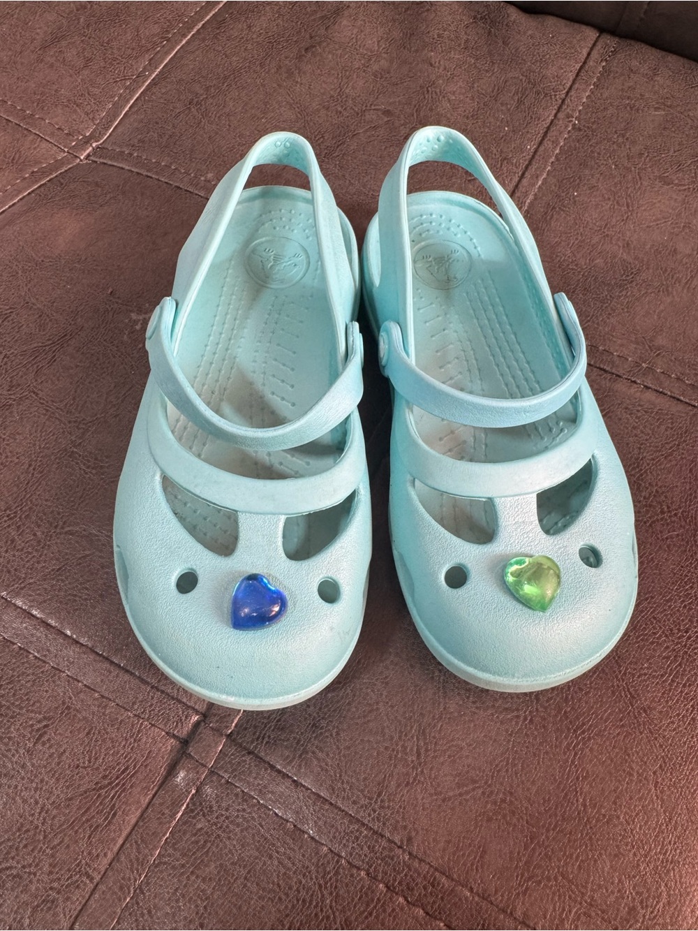 CROCS Light Blue Heart-Embellished Mary Jane Sandals